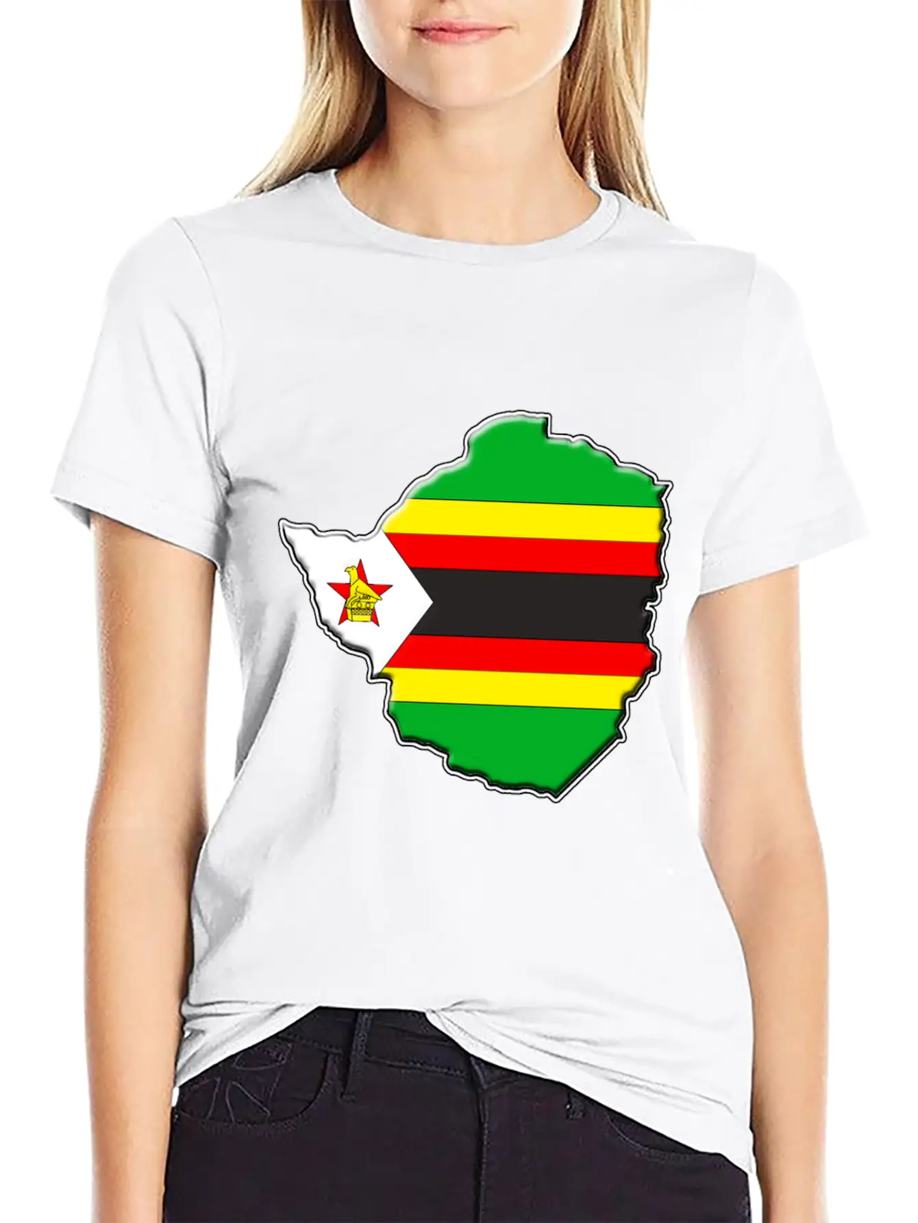 Zimbabwe Flag Map Lightweight Cotton T-Shirt – Daily Comfort Graphic Shirt
