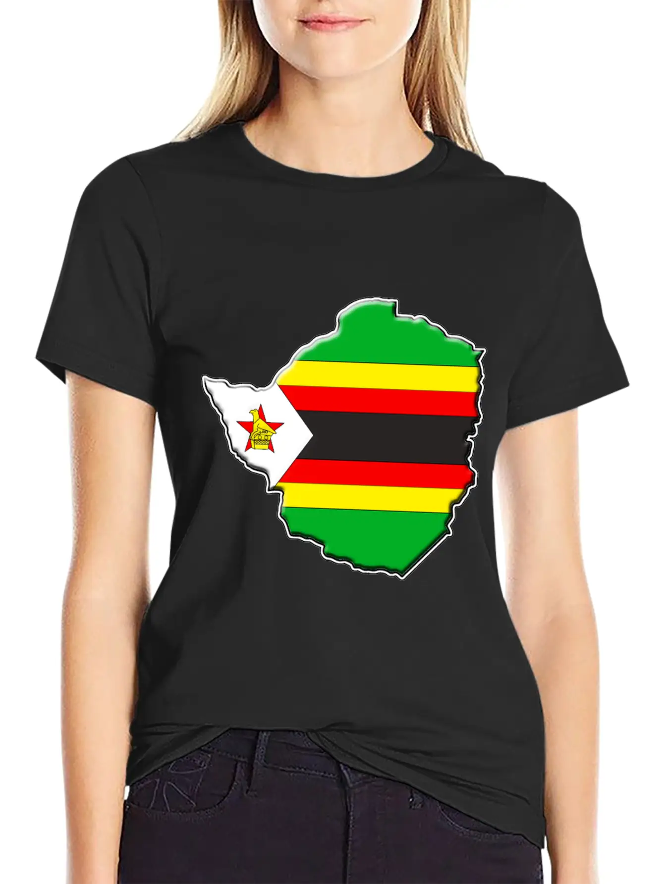 Zimbabwe Flag Map Lightweight Cotton T-Shirt – Daily Comfort Graphic Shirt