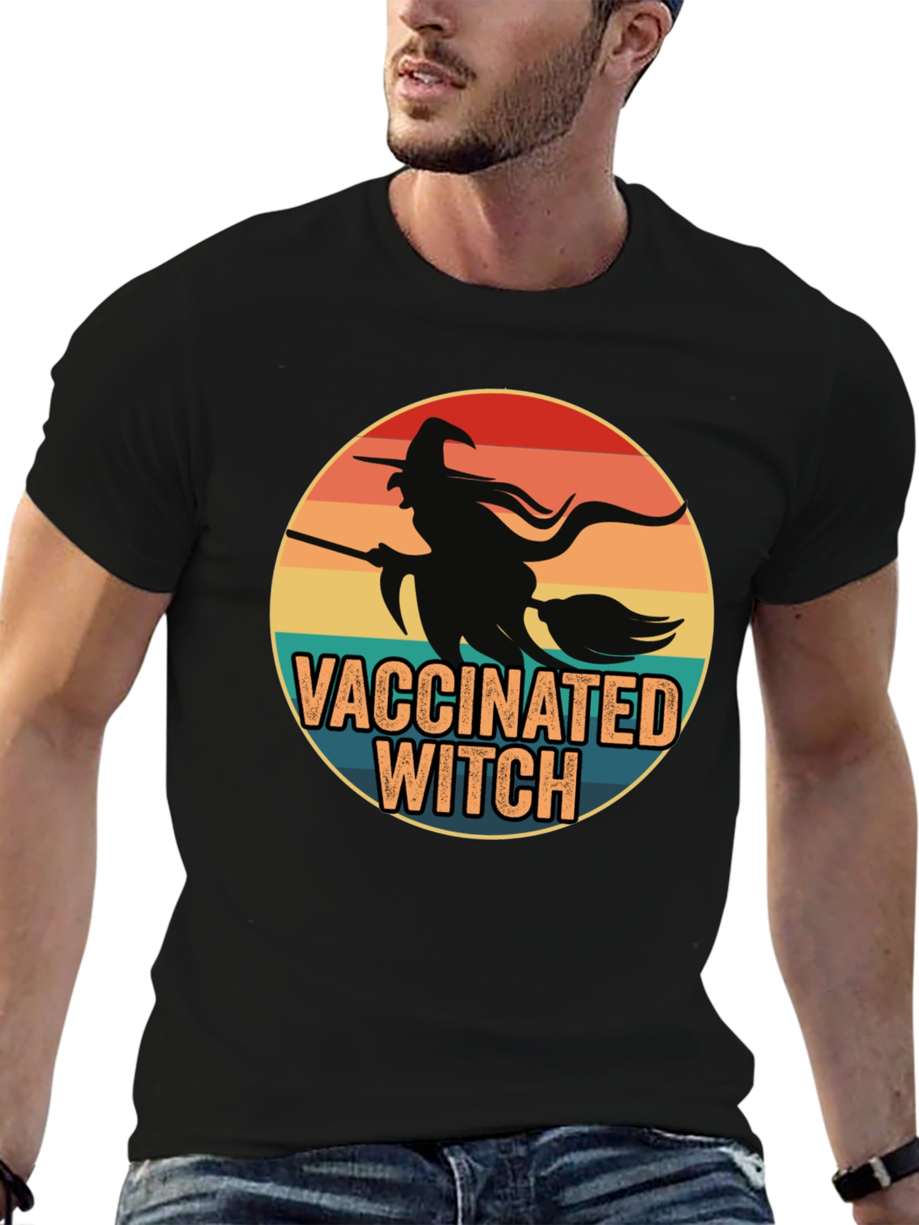 Vaccinated Witch T-Shirt - Halloween Design