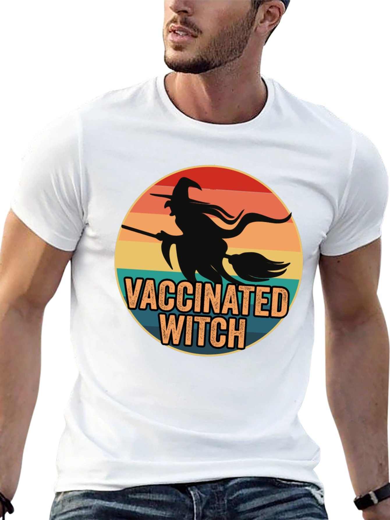 Vaccinated Witch T-Shirt - Halloween Design