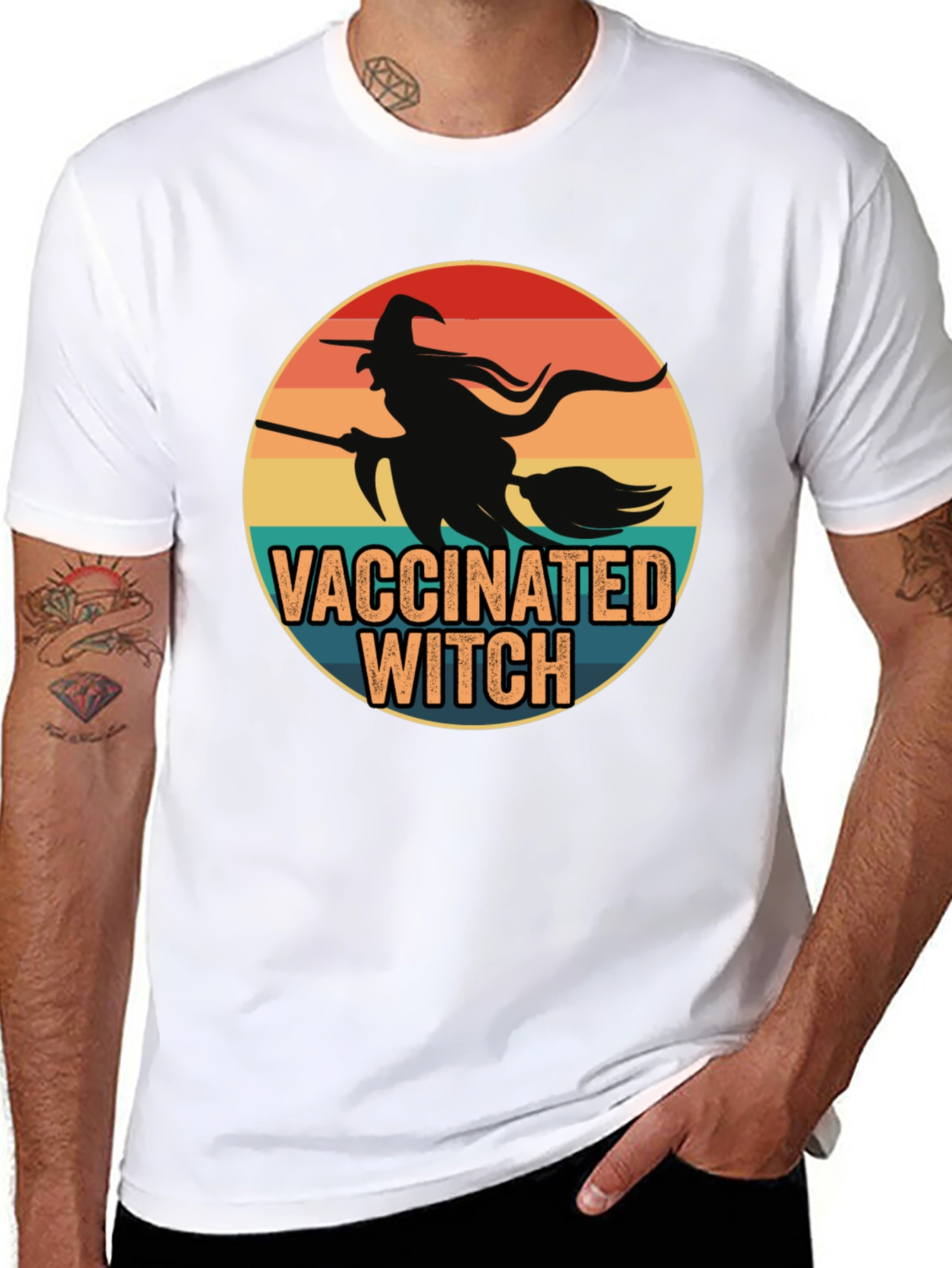 Vaccinated Witch T-Shirt - Halloween Design