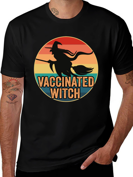 Vaccinated Witch T-Shirt - Halloween Design