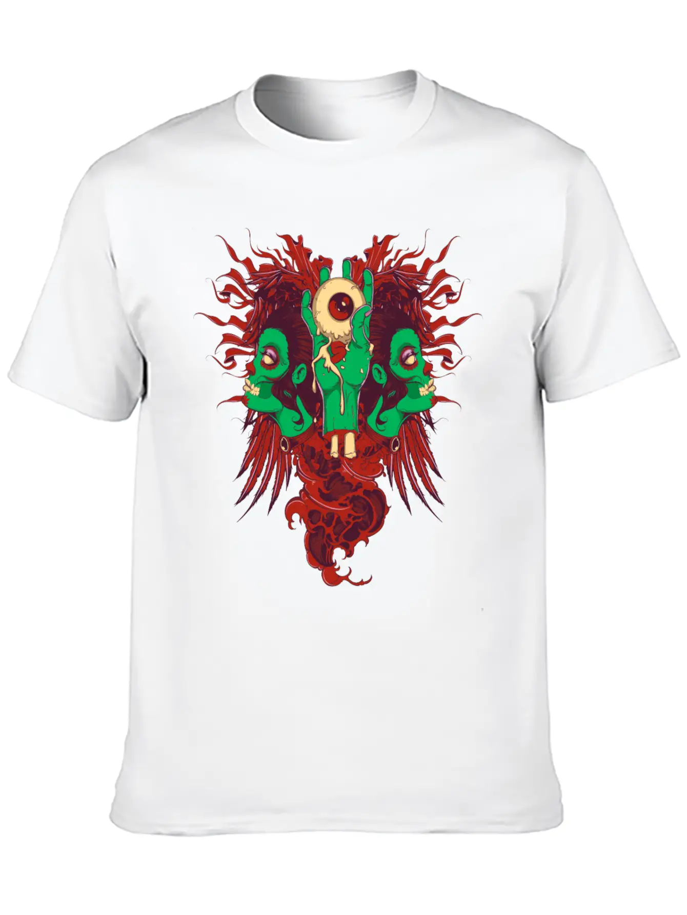 Zombie Hand With Eyes And Zombie Girl Unisex Casual T-Shirt – Clean Design For Daily Comfort