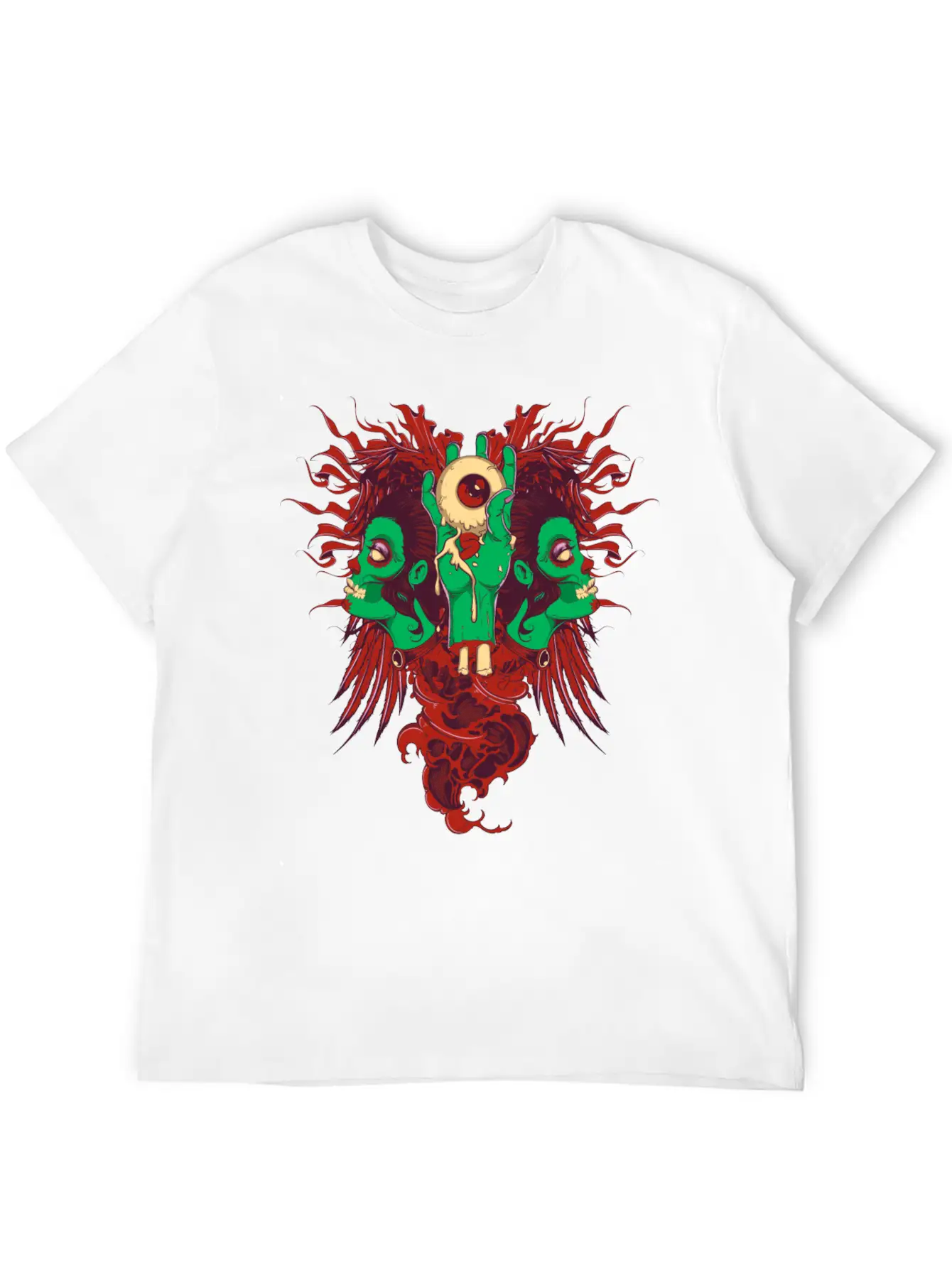 Zombie Hand With Eyes And Zombie Girl Unisex Casual T-Shirt – Clean Design For Daily Comfort