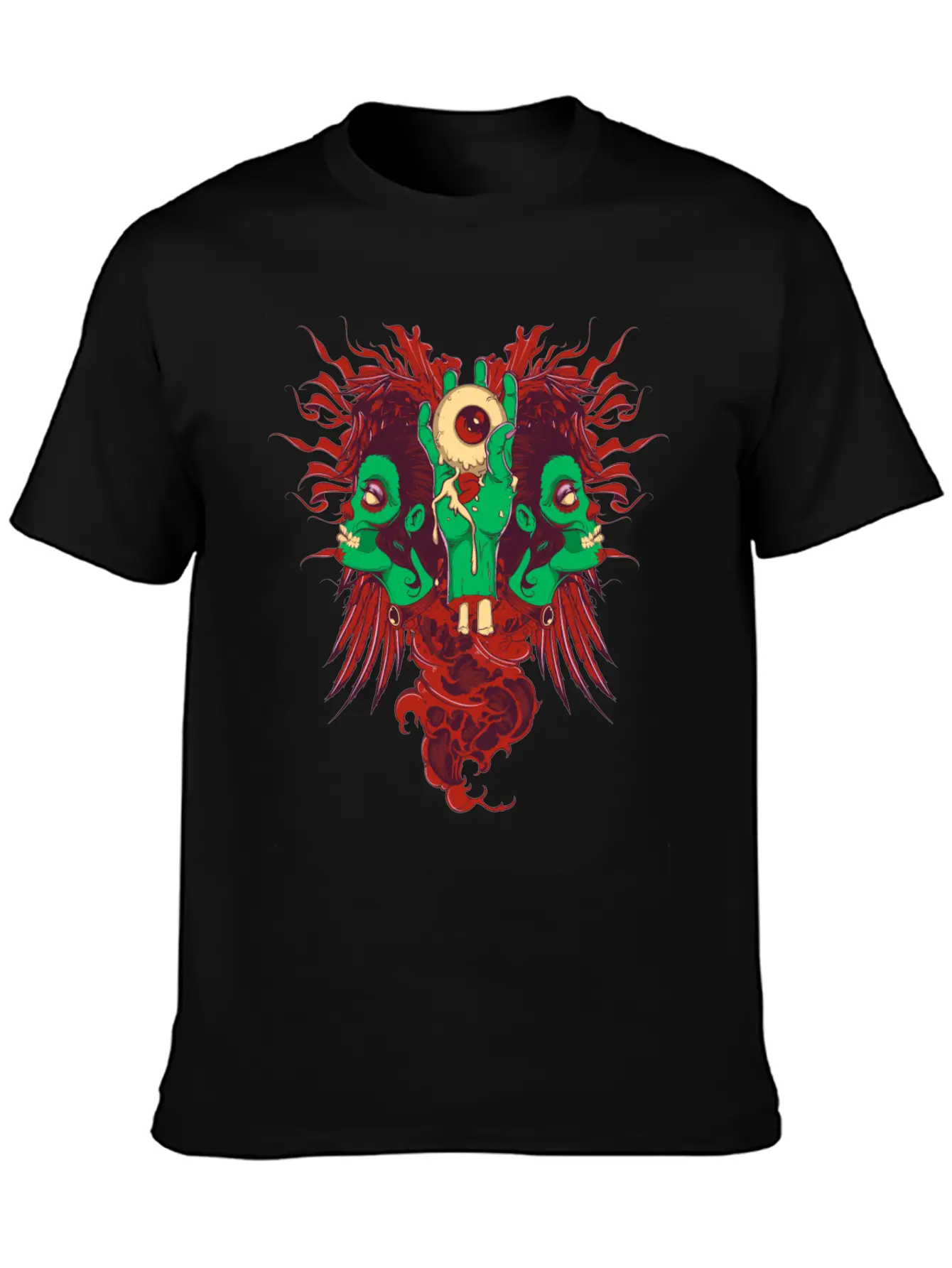 Zombie Hand With Eyes And Zombie Girl Unisex Casual T-Shirt – Clean Design For Daily Comfort