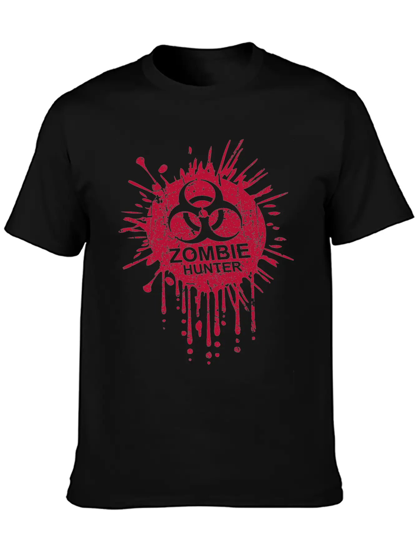 Zombie Hunter Biohazard Symbol Blood Halloween Lightweight Cotton T-Shirt – Daily Comfort Graphic Shirt