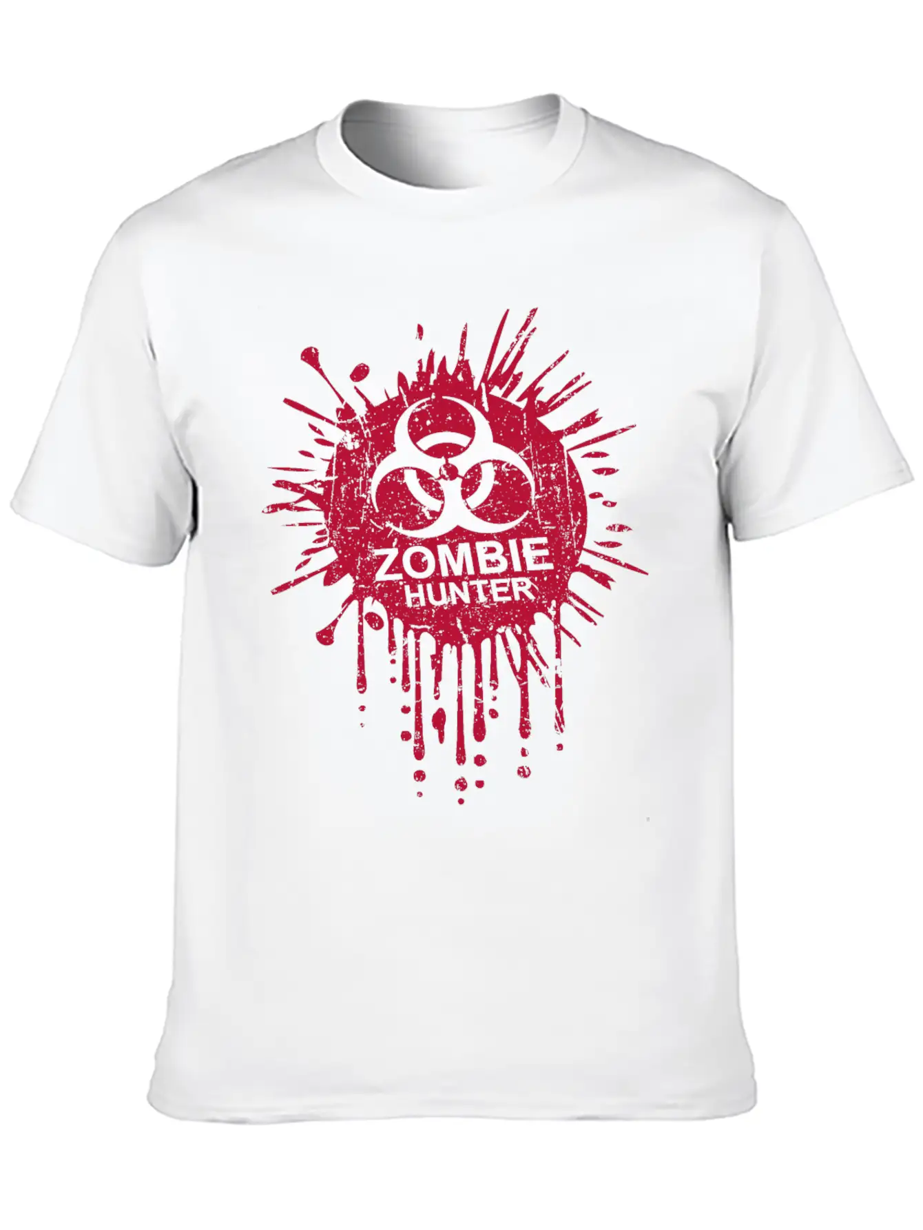 Zombie Hunter Biohazard Symbol Blood Halloween Lightweight Cotton T-Shirt – Daily Comfort Graphic Shirt