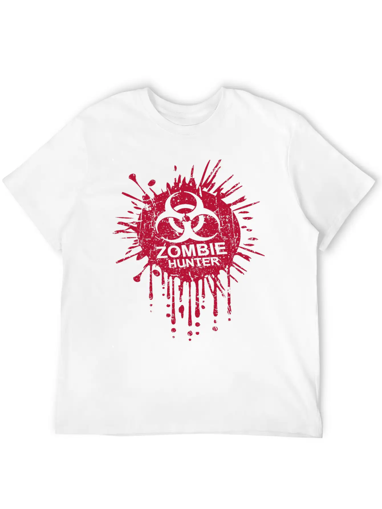 Zombie Hunter Biohazard Symbol Blood Halloween Lightweight Cotton T-Shirt – Daily Comfort Graphic Shirt