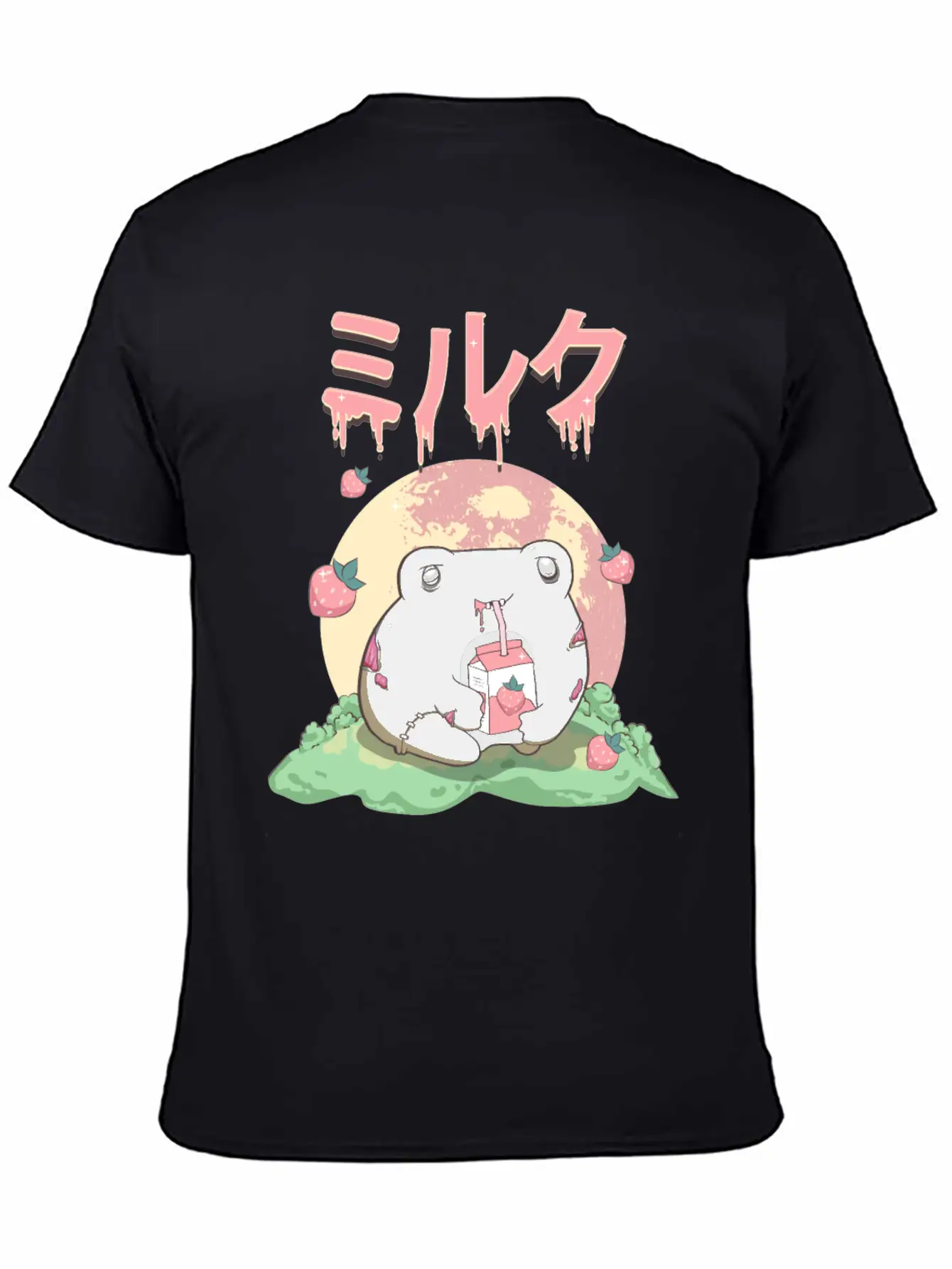 Zombiecore Aesthetic Kawaii Frog Strawberry Milk Unisex Casual T-Shirt – Clean Design For Daily Comfort
