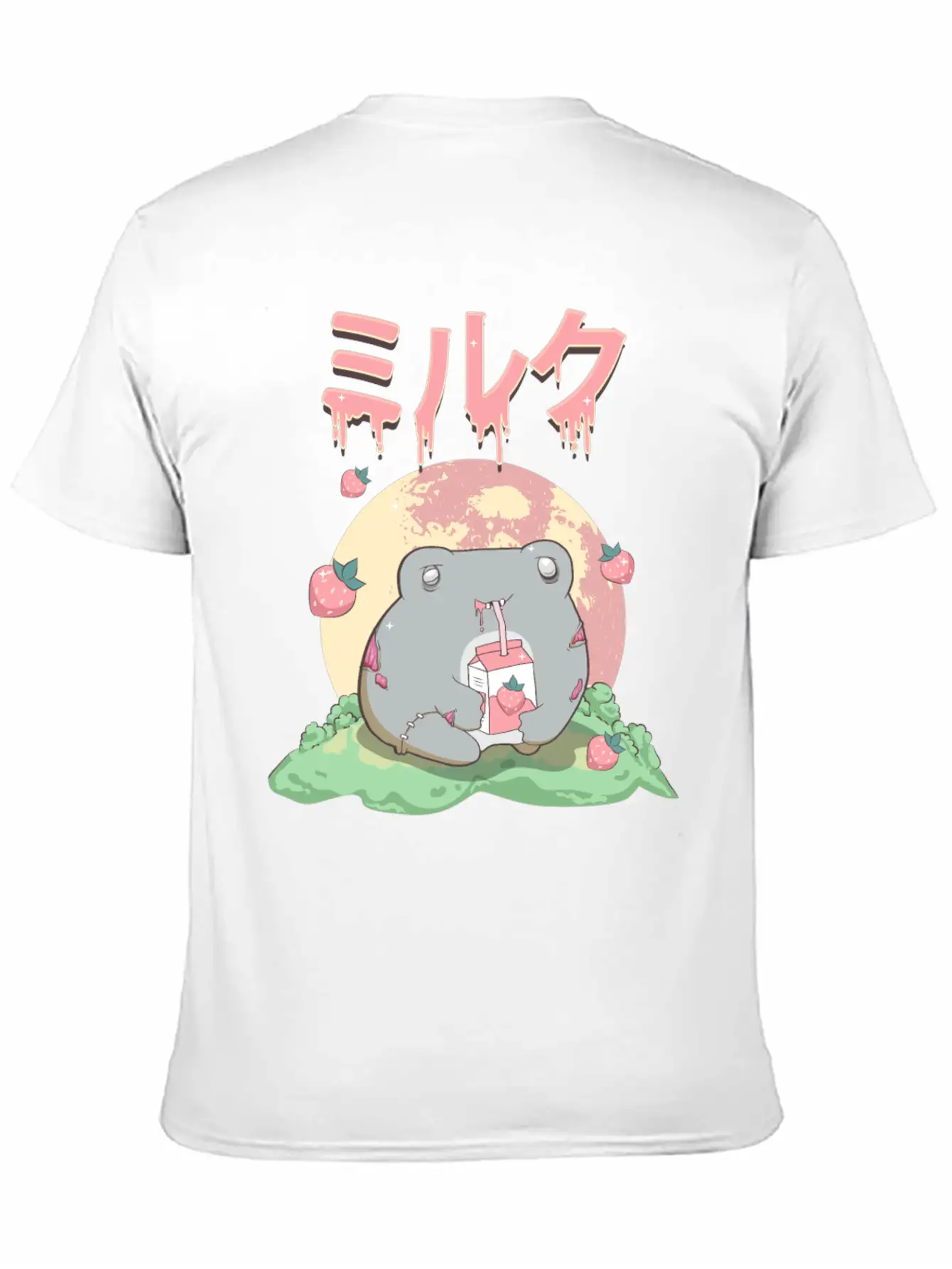 Zombiecore Aesthetic Kawaii Frog Strawberry Milk Unisex Casual T-Shirt – Clean Design For Daily Comfort