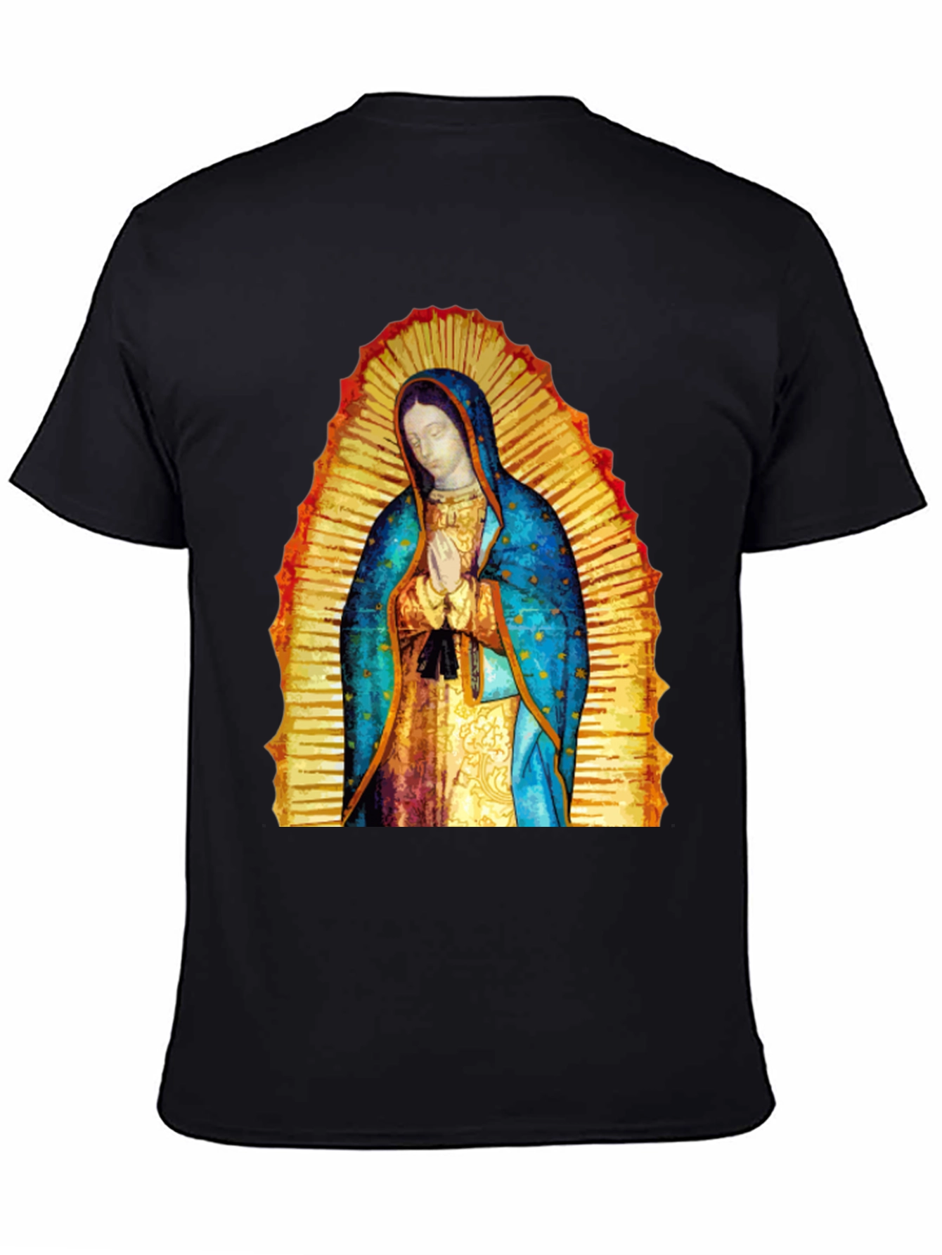 Virgin Mary Graphic Tee - Black Cotton Blend