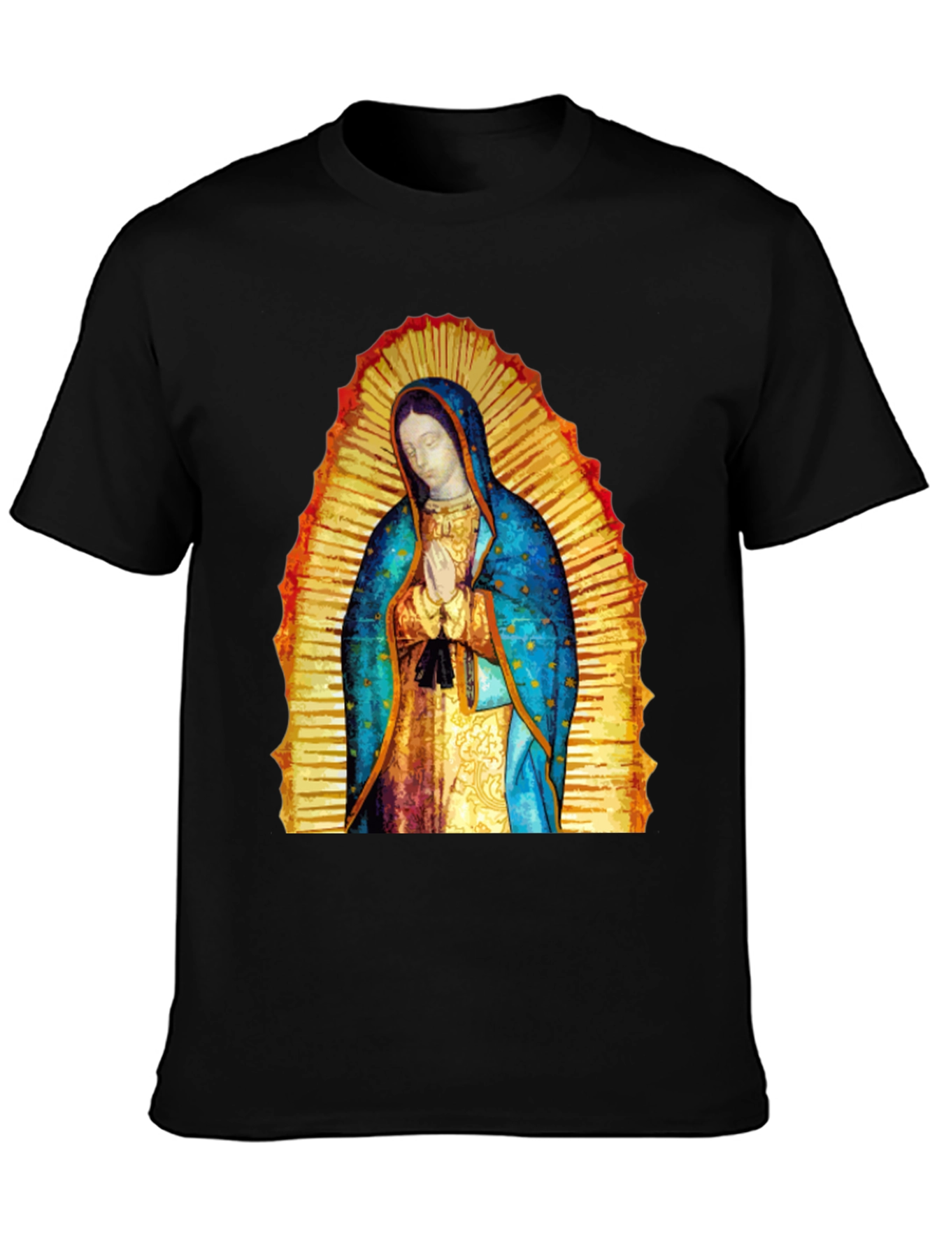 Virgin Mary Graphic Tee - Black Cotton Blend