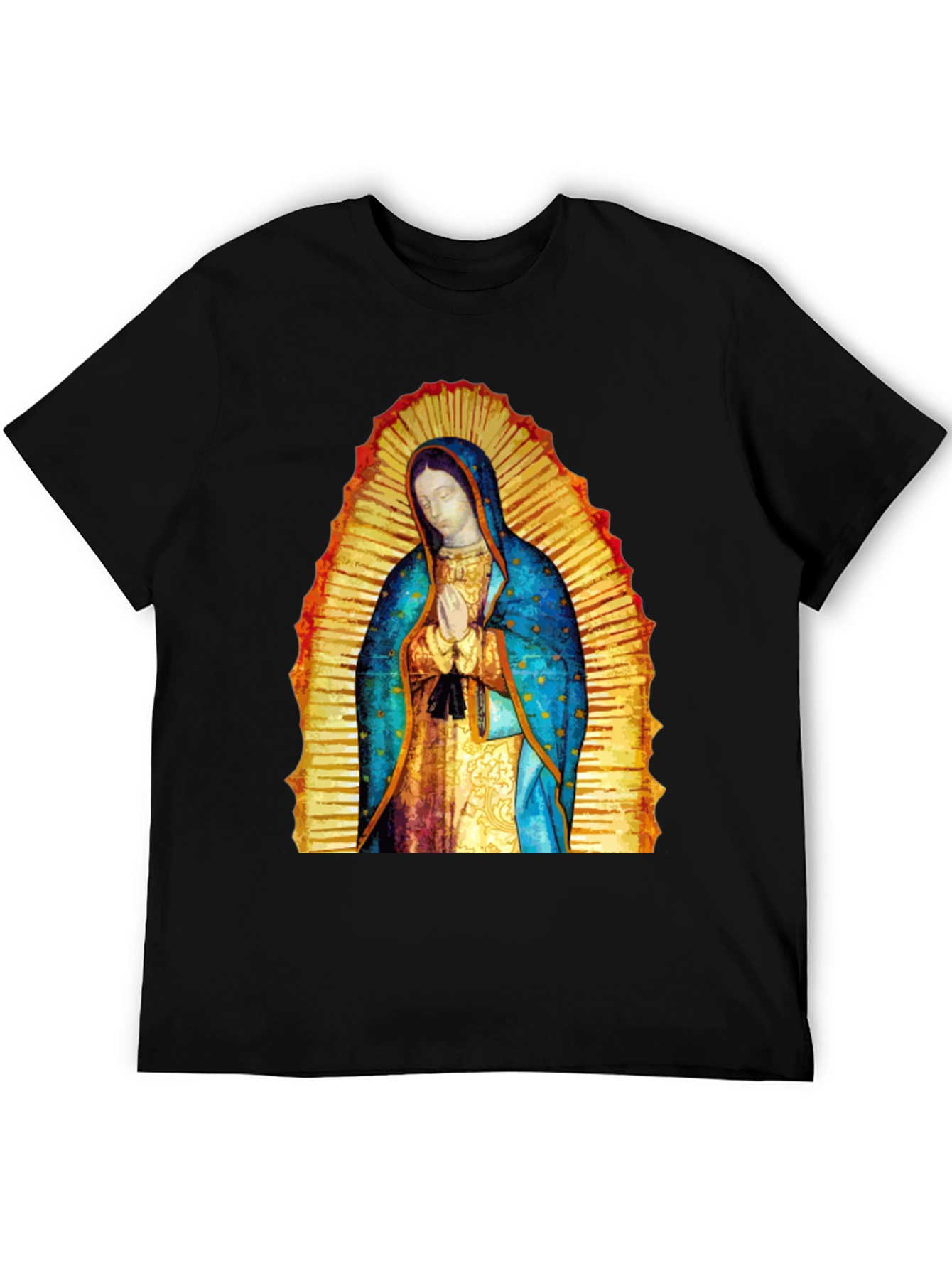 Virgin Mary Graphic Tee - Black Cotton Blend